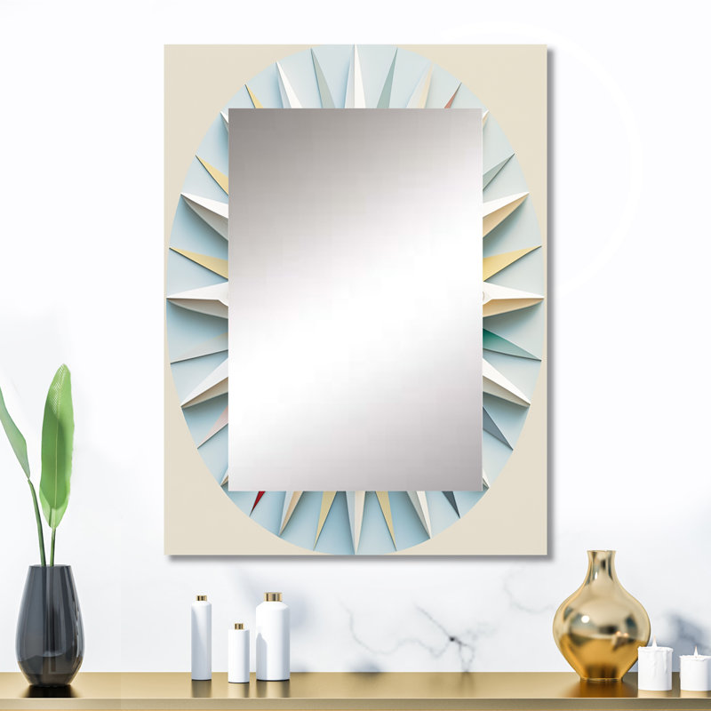 Visionary Dream Retro Mandala On White VIII - Abstract Spirals Unique Mirror, White Large Wall Mirror, Printed Metal Art