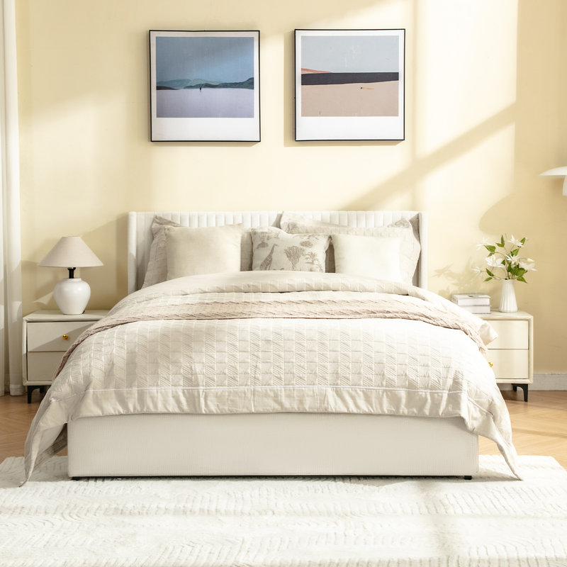 Platform 4-Drawer Storage Bed with Wingback Headboard, Full / Double
