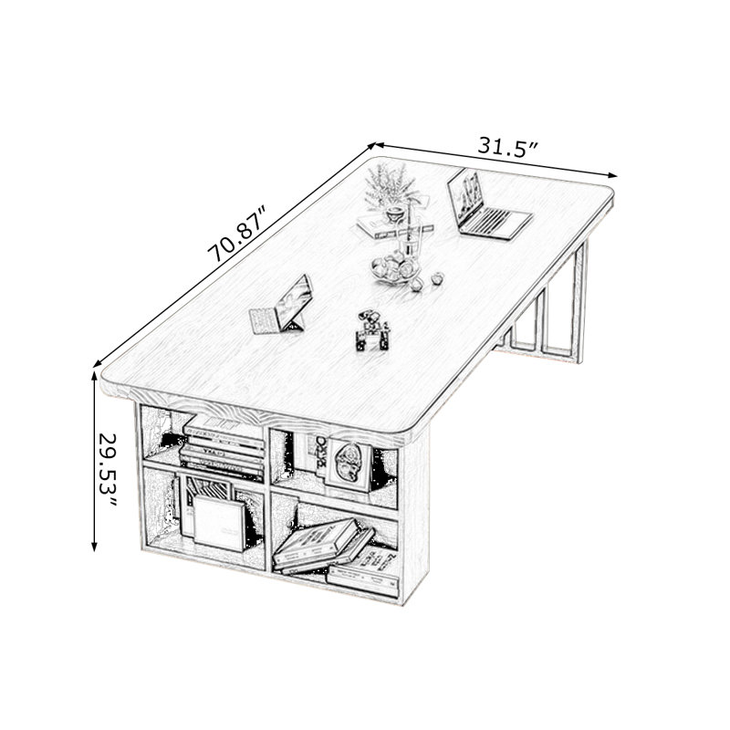 Bureaux rectangulaires bruns en bois massif, H 29,53 po x l 70,87 po x P 31,5 po