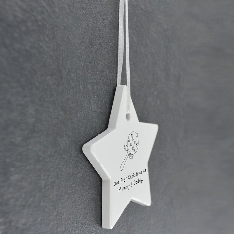 Carley First Christmas As Mummy & Daddy Star Shaped Ceramic Ornament