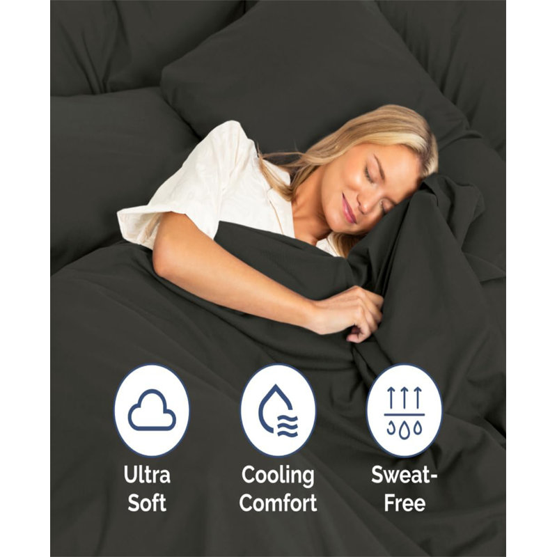 Charcoal Queen Size Deep Pocket Microfiber Bed Sheet Set