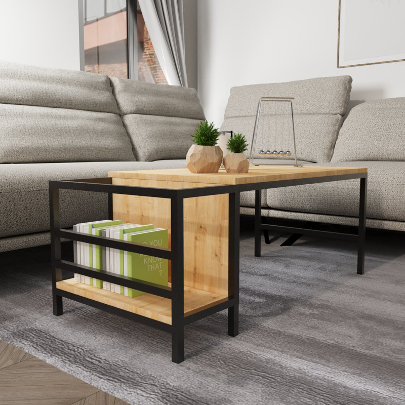 Aliona Coffee Table with Storage, Oak/Black