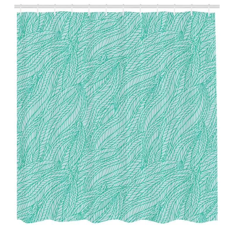Siemens Green Shower Curtain Abstract Doodle Leaves Green, 75" H x 69" W