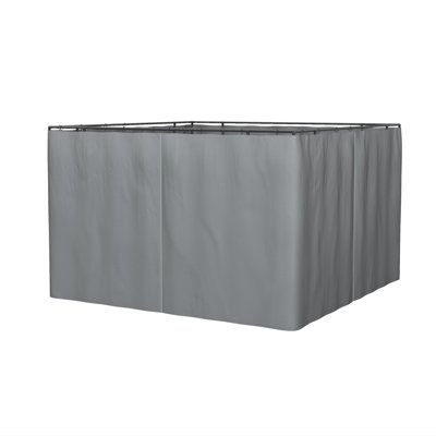 10' X 12' Gazebo Sidewall Panels, Gray With Zippered Entry And , Adds Privacy Shade To Outdoor Areas Universal Sidewall, Curtain Zipper Hook Attachment, Fits Metal Gazebos