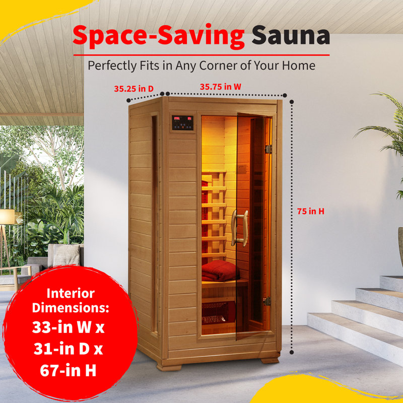 Heatwave 1-2 Person Hemlock Infrared Sauna with 3 Ceramic Heaters
