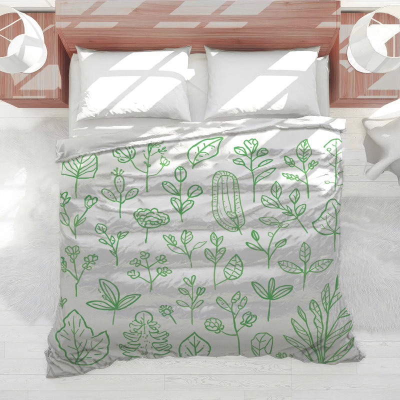 Édredon Green Botanical Illustration, Lit simple
