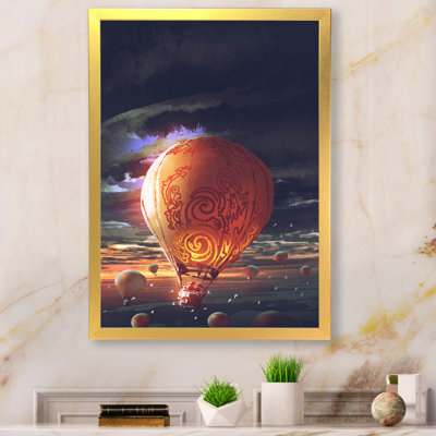 Jeu vidéo montgolfière flottant dans la galaxie - reproduction de cadre photo sur toile