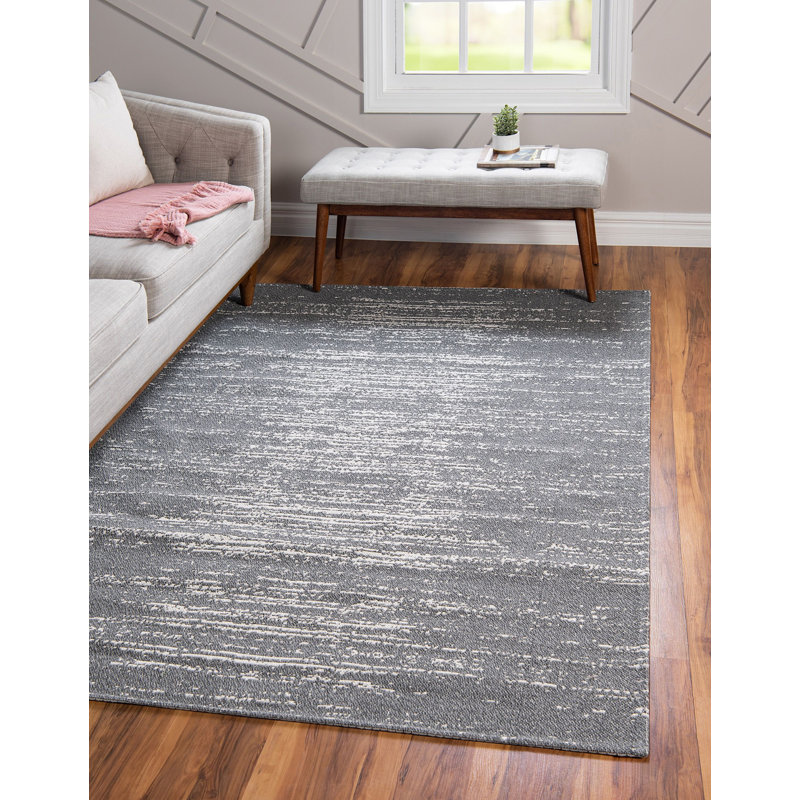 Tapis contemporain Dorrien couleur plomb, Rectangle 5 pi 2 po x 7 pi 5 po