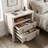 Avenall Nightstand With Charging Station, Vintage Bedside Table With 2 Fluted Drawers And Open Shelf, Rustic End Table With Power Outlet And Usb Ports For Bedroom, White Oak-1257994015