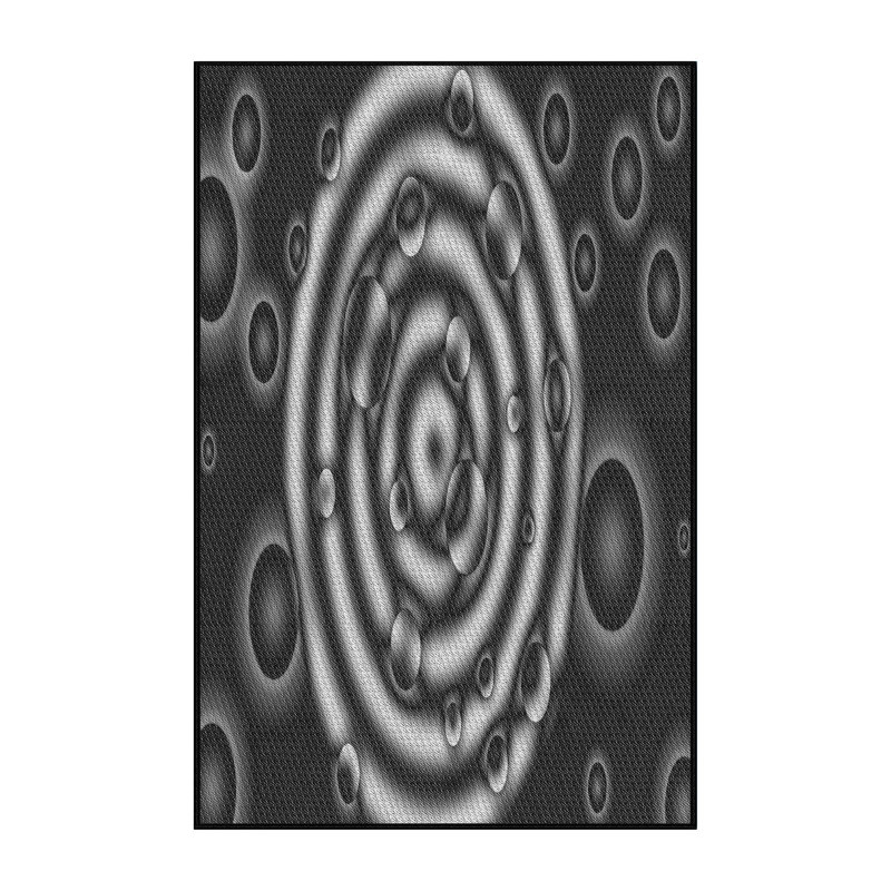 Tapis blanc / noir Power Loom, Rectangle 5 pi x 7 pi