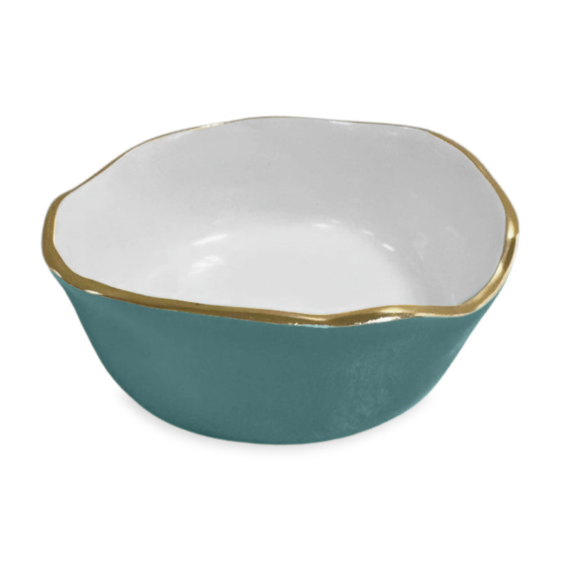 Encanto Aluminum Coaster, White/Teal