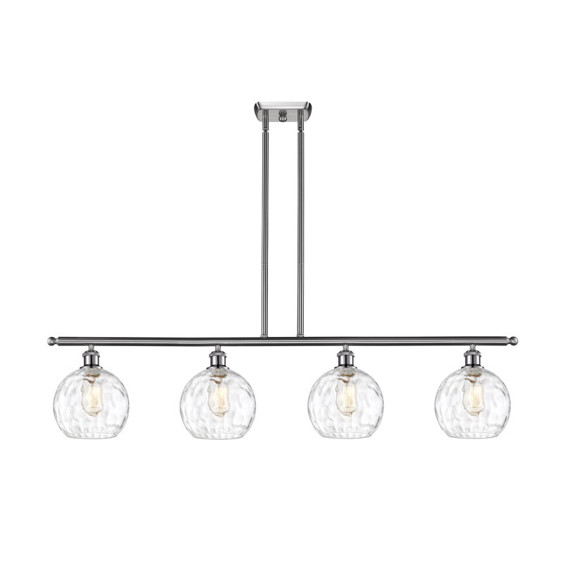 Luminaire suspendu linéaire à 4 lumières pour îlot de cuisine Roxane, Ampoule non incluse, Nickel satiné brossé