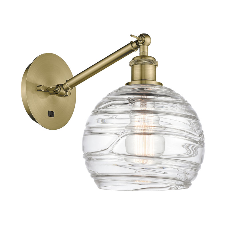 Applique murale 1 lumière 8 po Shauna Deco Swirl, Laiton antique, DEL