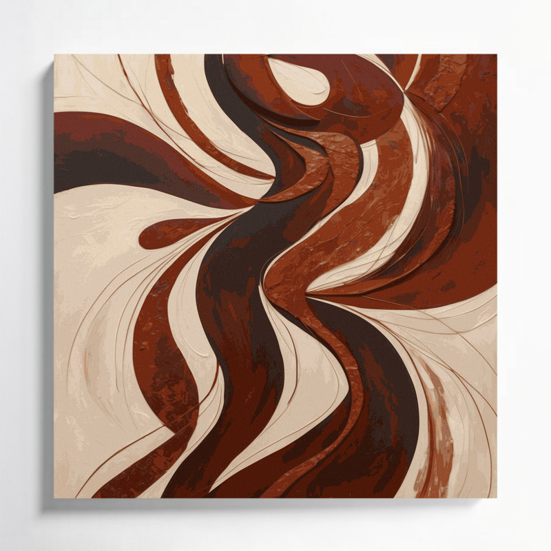 Art abstrait abstrait sur toile beige, H 16 po x l 16 po