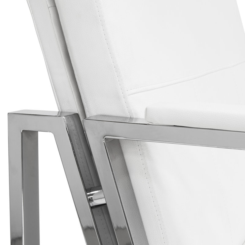 Varnado Faux Leather Armchair, White Faux Leather, Chrome