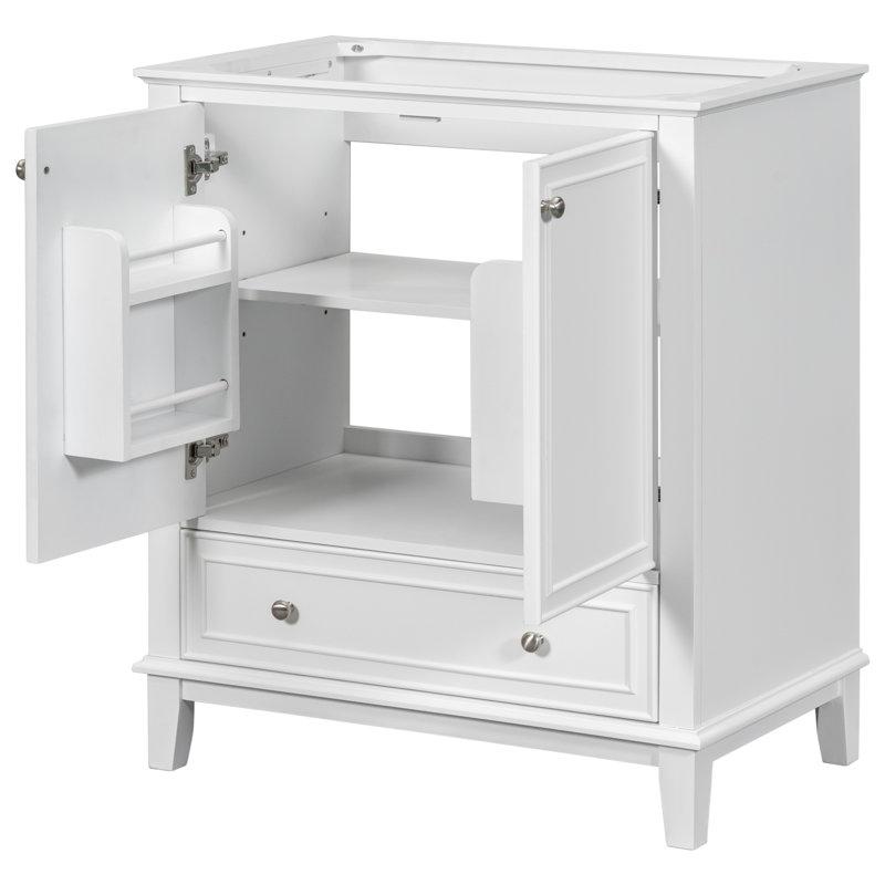 30" Bathroom Vanity Without Sink, Base Only, Multi-Functional Bathroom Cabinet With Doors And Drawer, Solid Frame And MDF Board