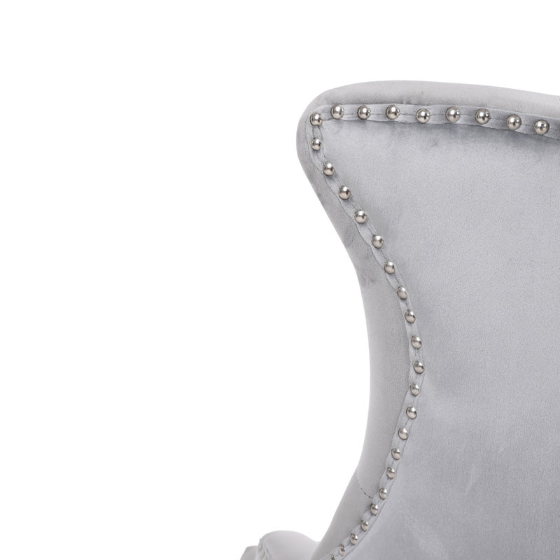Ginnia 51.5cm H Tufted Velvet Upholstered Side Chair, Grey