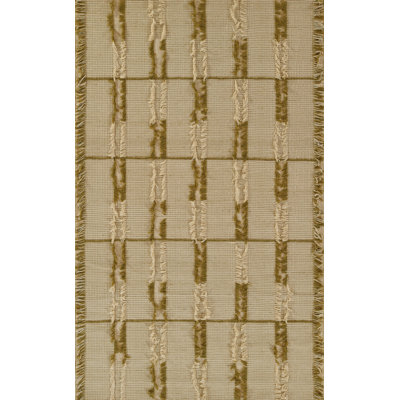Ganya Green Hand-Woven Striped Wool Rug