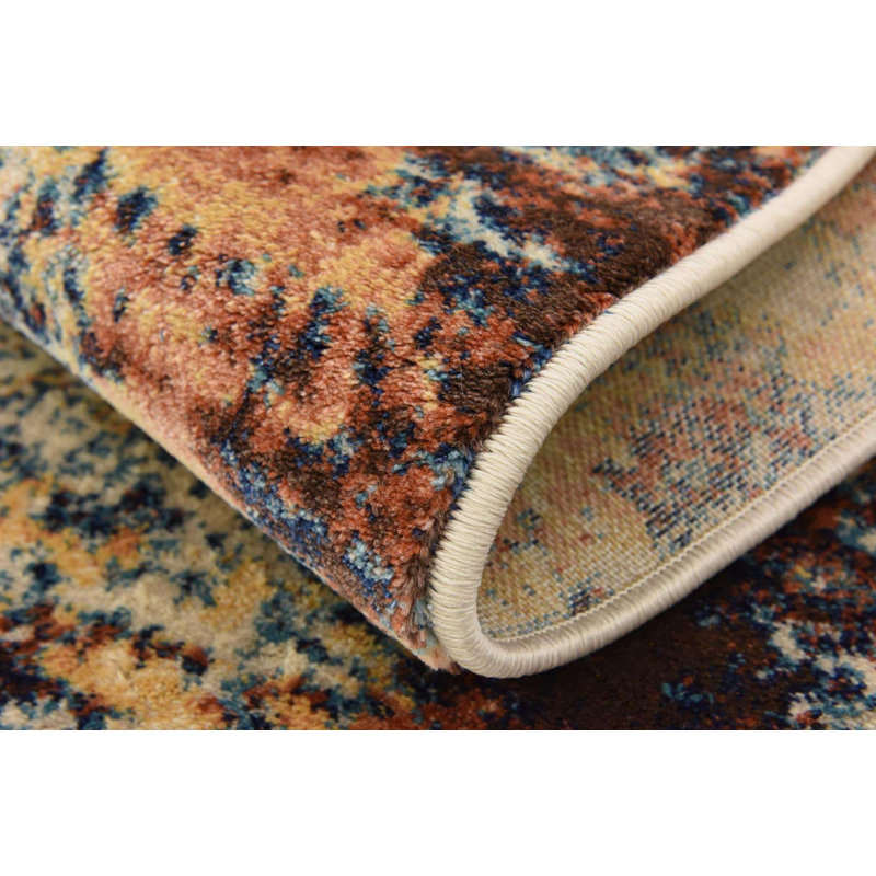 Tapis rond rond Ikat Crimson