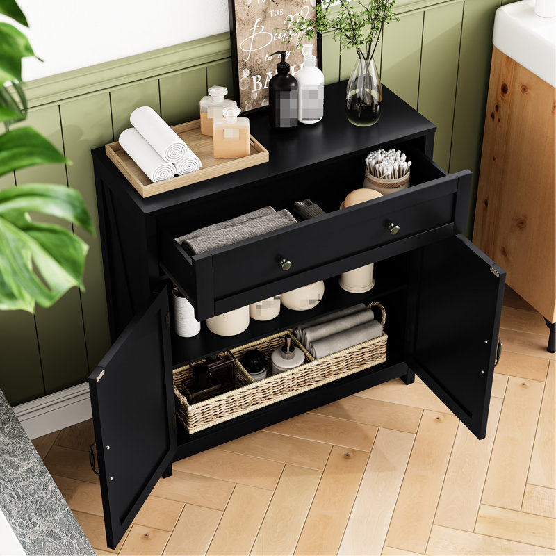 Kitchen Cabinet With Adjustable Shelf And Drawer, Black For Dining Area Sideboard Drawer