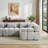 Boneless 113.8" Modular Chenille Upholstered Sectional Sofa, 4-Seater L-Shaped Reversible sofa, No Assembly Required-1072683894