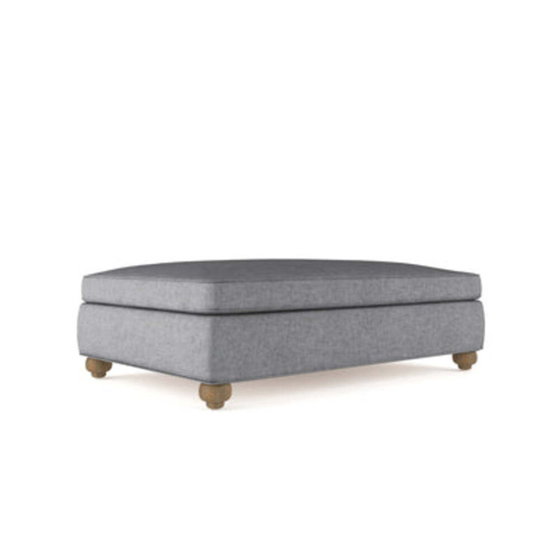 Leroy Ottoman, Plush Velvet Oyster, Weathered