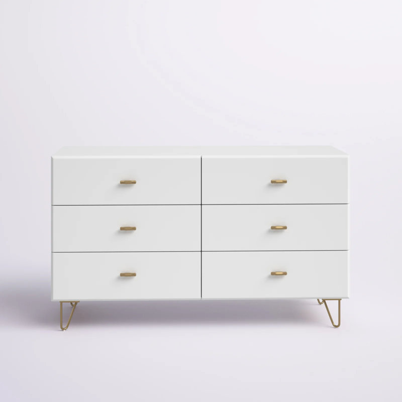 Commode à six tiroirs, gris
