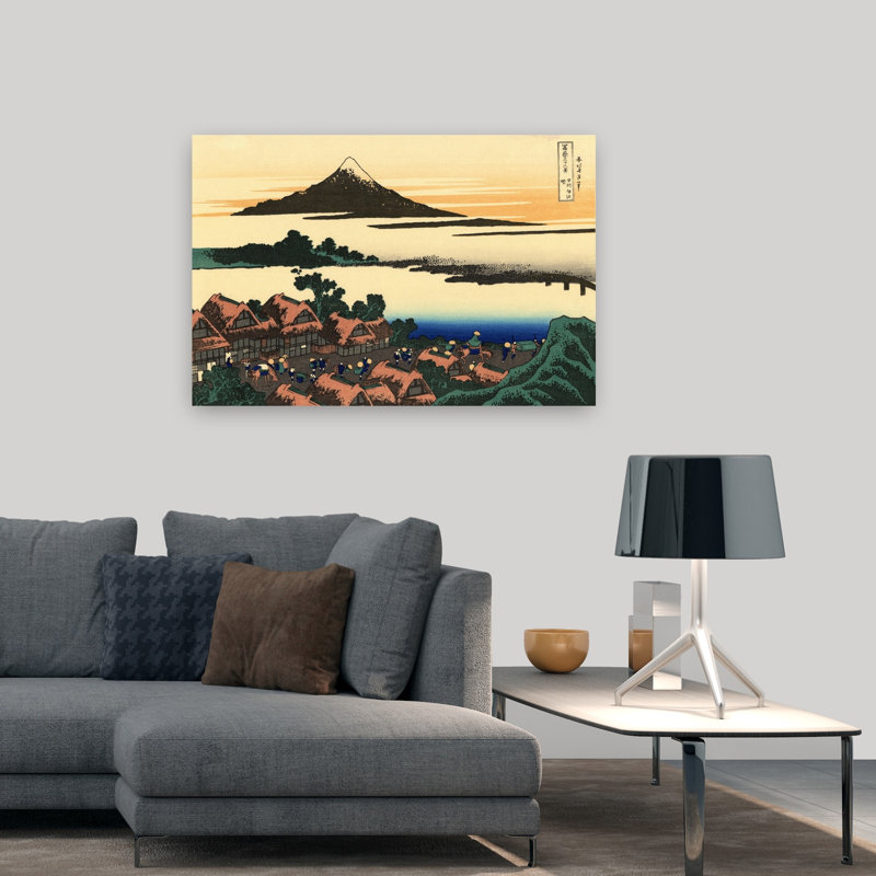 Dawn At Isawa In The Kai Province Classic Abstract Contemporary Architecture Landscape Wall Art Print by Katsushika Hokusai - Wrapped Canvas Print