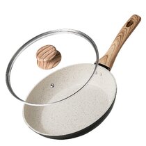 MICHELANGELO 10 Inch Frying Pan with Lid, Nonstick Frying Pan with Bakelite  Handle, 10 Inch Frying Pan Non Stick, White Stone Nonstick Frying Pan with