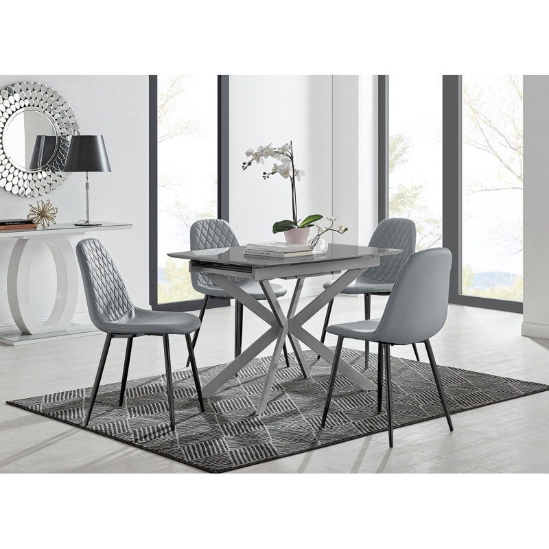 Drop Leaf Dining Set, 4, Grey