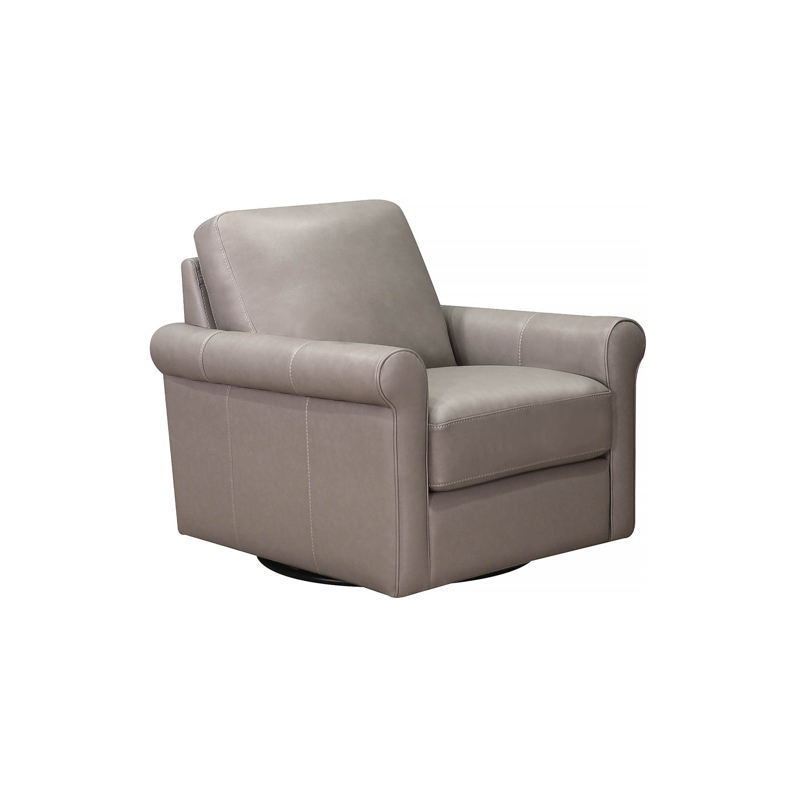Mayoworth Top Grain Leather Swivel Chair, Brookfield Stone Gray Genuine Leather