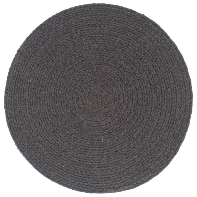 Billingsy Cotton Solid Colour Round Placemat, Dark Grey