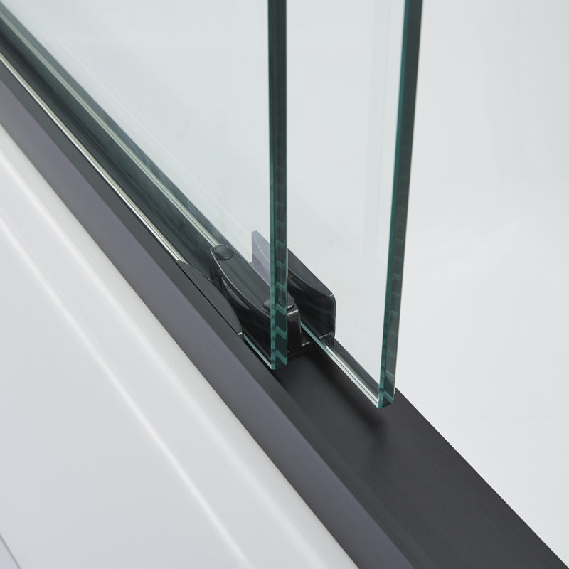 Porte de douche coulissante double encadrée l 60 "x H 76", Noir mat