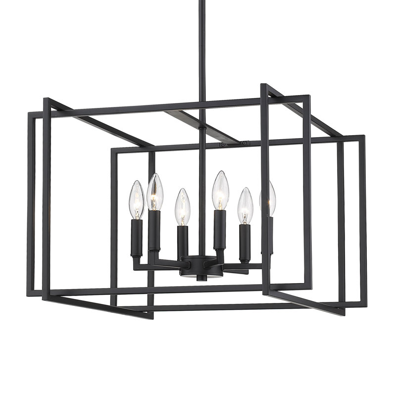Lustre carré / rectangulaire à 6 lumières de style bougie Isiah