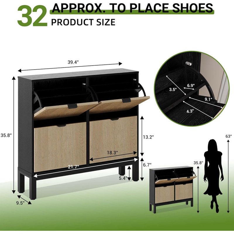 24 Pair Shoe Storage Cabinet