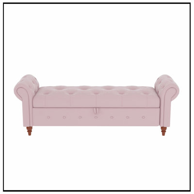 Bench with button tufted seat and armrest
