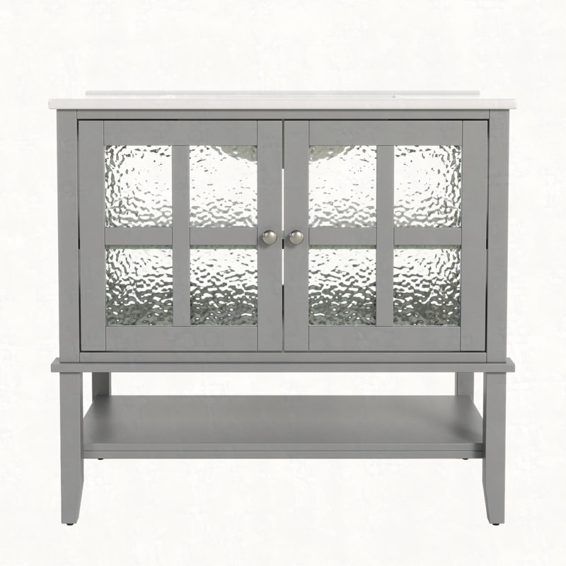 Meuble-lavabo 36 po avec lavabo en céramique, Gris