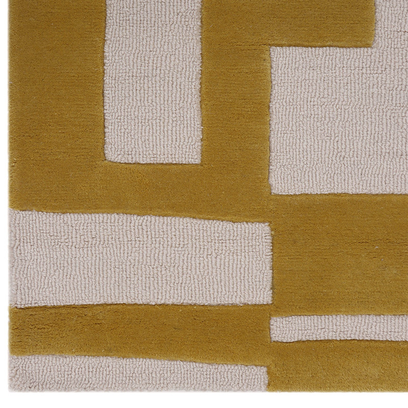 Geometric Area Rug in Mustard Yellow, Runner 2'6" x 7'
