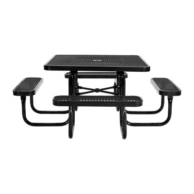 Picnic Table Weather Resistant Steel Patio Dining Furniture Set Outdoor Square