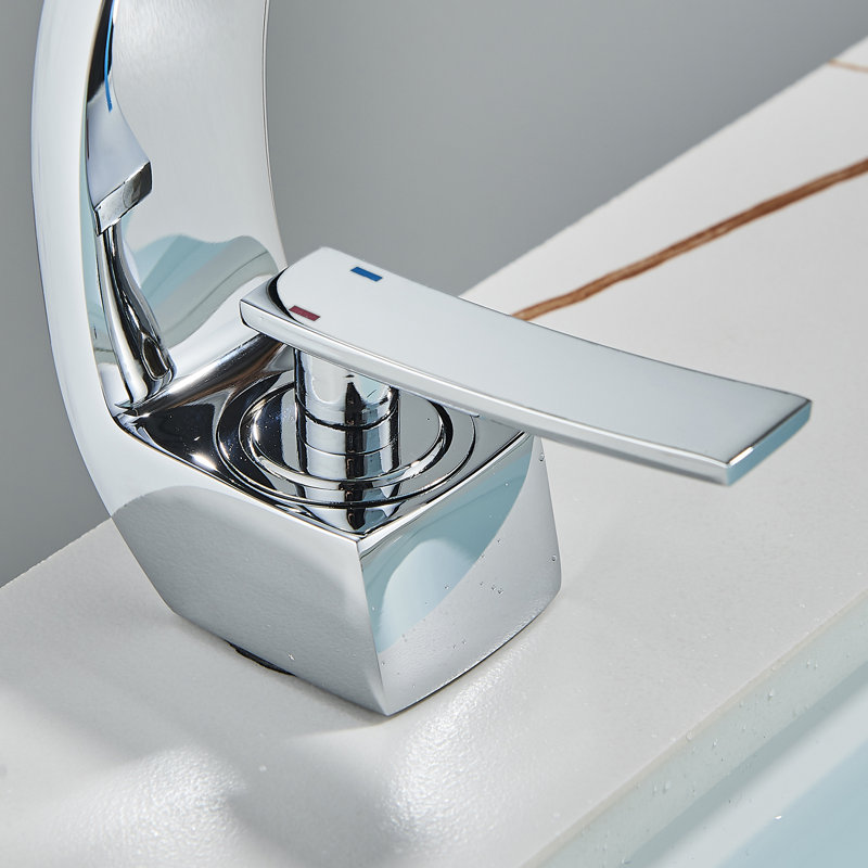 Bathroom Sink Faucet,Unique Design Single Handle Single Hole Brass Lavatory Vanity Faucet,Basin Mixer Tap with Supply Hose 