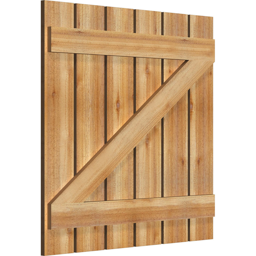 TimberCraft 5 3/8" Spaced Board-n-Batten Shutters w/Z-Bar, Western Red Cedar (Per Pair) (Set of 2) Ekena Millwork 