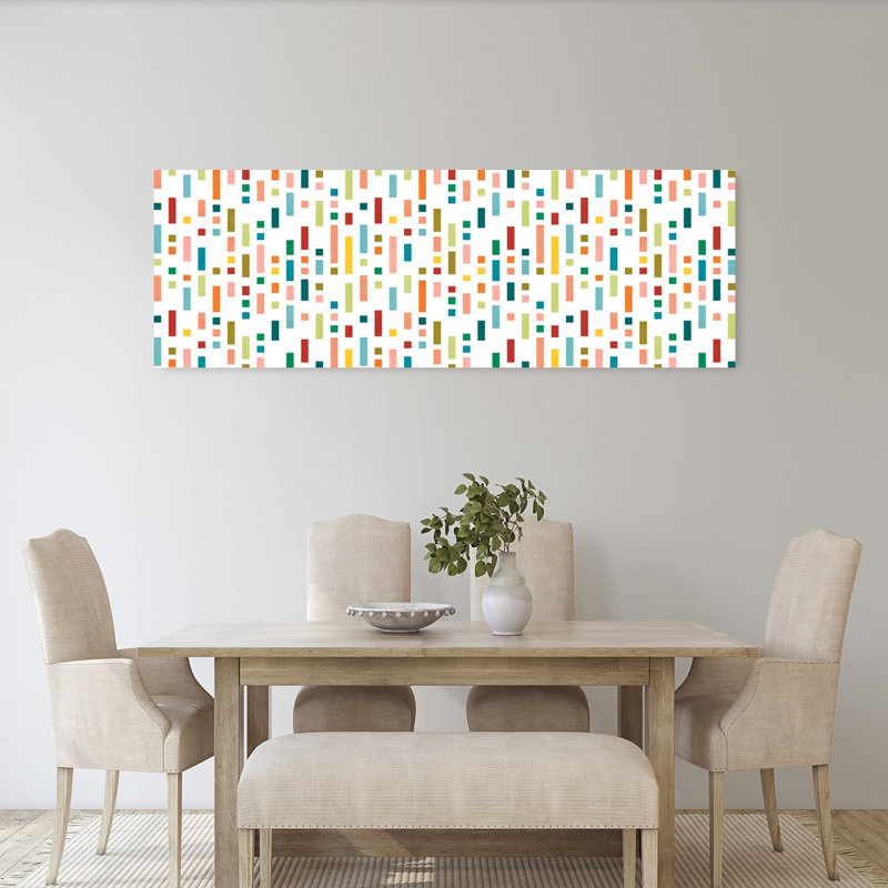 Motif géométrique coloré abstrait, art mural contemporain coloré, H 20 po x l 60 po