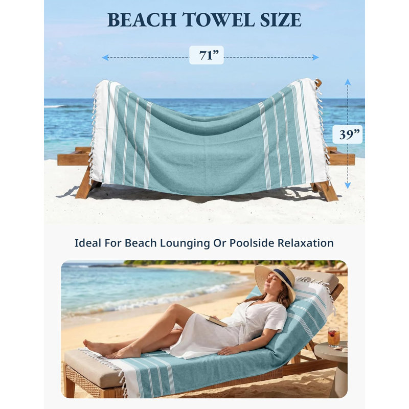 Cotton Blend Beach Towel, Baltic