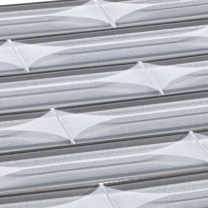 Zeinnet 2"x 6" Beveled Glass Rectangular Brick Joint Mosaic Shower Walls, Kitchen Backsplash and Wall Tile, Abylon
