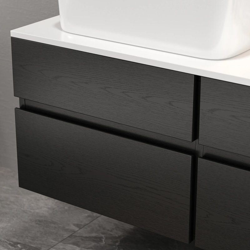Alala Wall Mounted Single Bathroom Vanity With Engineered Stone Top
