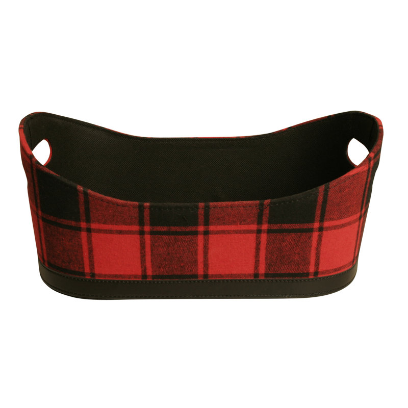 Plateau de service ovale à motif de tissu buffalo Alvey, 5,75" H x 13" L x 7" D