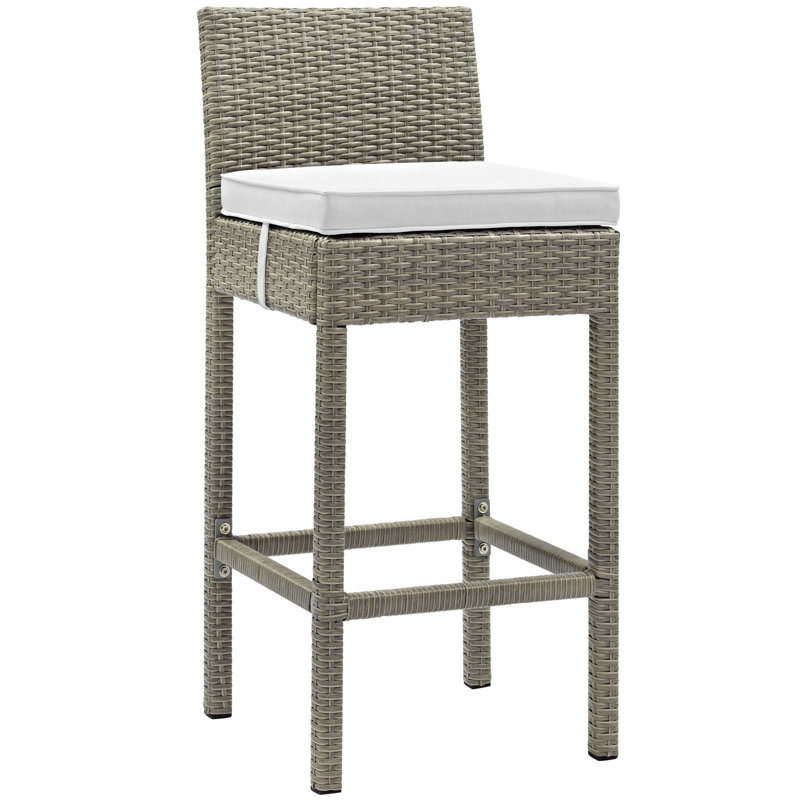 Ensemble de 4 tabourets de bar Conduit, Velours gris pâle, Blanc