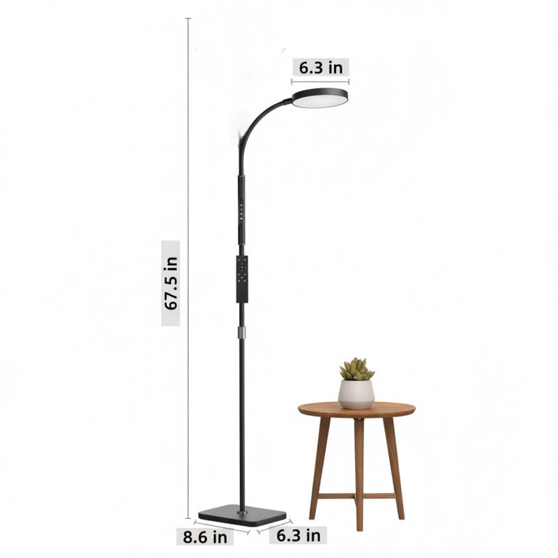 Floor Lamp, Adjustable Height Floor Lamps For Living Room Bedroom, 120 LED Super Bright Standing Lamp Remote & Touch Control Dimmable Gooseneck Tall Stand Reading Lamp For Office Craft, Black