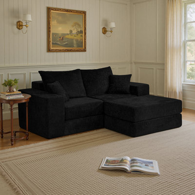 Boneless Cloud Comfortable 6 - pieces Modular Sofa Set with Chenille Upholstery and 4 Pillows, Space-Saving.