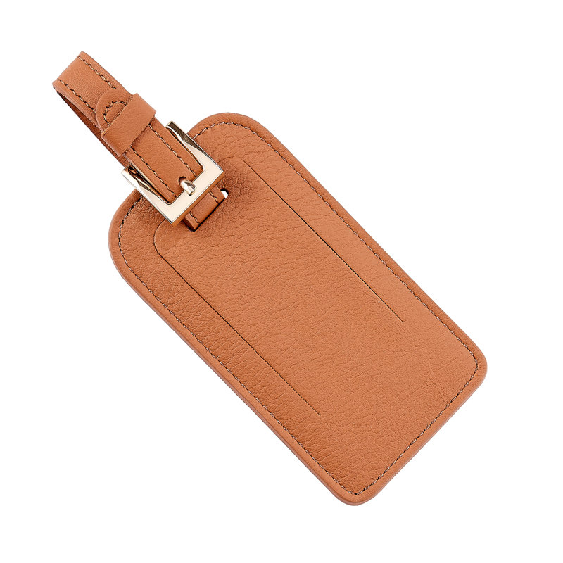 Equestrian Leather Luggage Tag Set, Tan